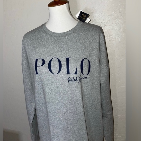 New! Polo Ralph Lauren New Logo Gray/Navy Fleece Sweatshirt Dress Womens Large🤍 - Picture 4 of 10